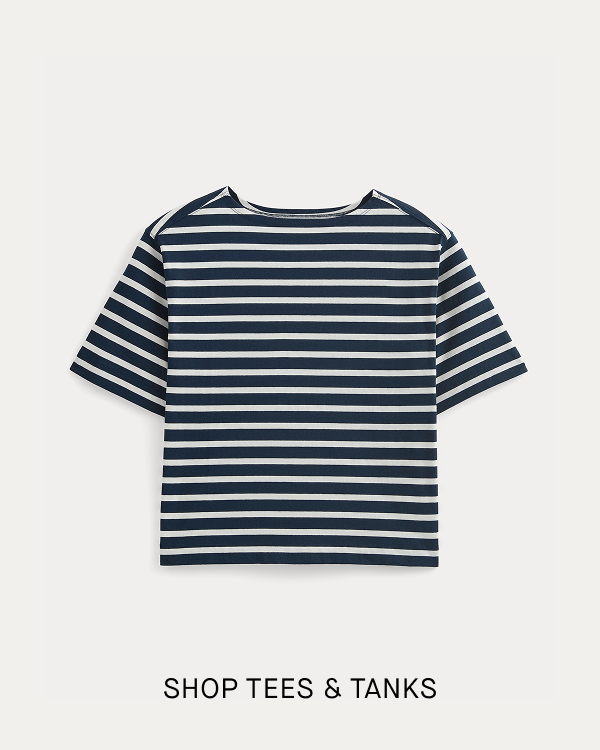 Image | Shop Tees & Tanks | The Box-Cut Tee in Essential Cotton | Black/Bone
