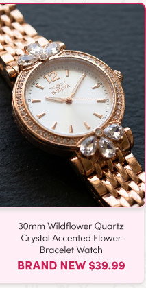 INV-69109  INVICTA | Women's 30mm Wildflower Quartz Crystal Accented Flower Bracelet Watch  Brand New $39.99