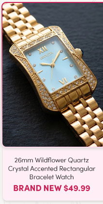 INV-69283  INVICTA | Women's 26mm Wildflower Quartz Crystal Accented Rectangular Bracelet Watch  Brand New $49.99