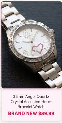 INV-49842  INVICTA | Women's 34mm Angel Quartz Crystal Accented Heart Bracelet Watch  Brand New $89.99