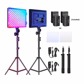 GVM 50W RGB  Bi-Color 3200K-5600K Studio Lights（Includes 2-Set NP-F750 batteries worth $99）
