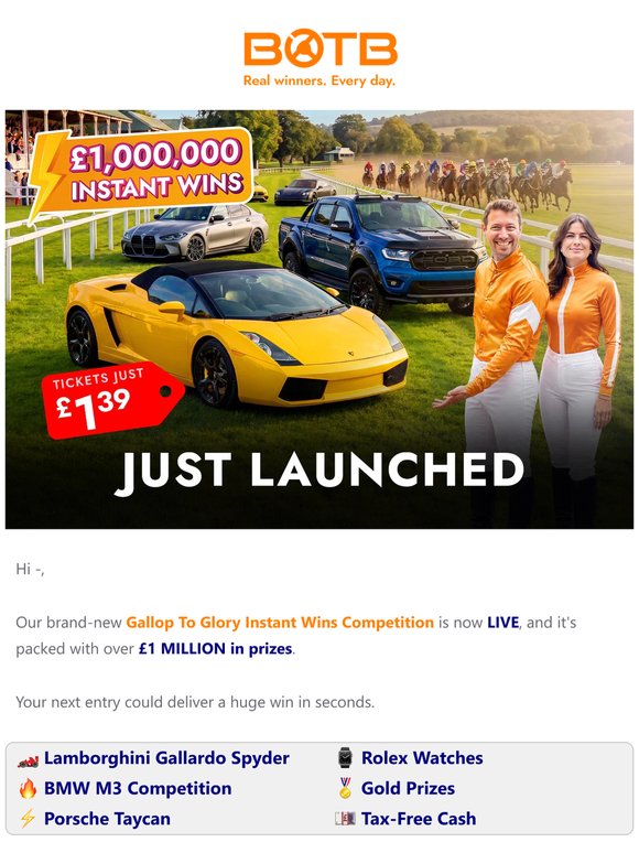 🌟 NEW Instant Wins: Lamborghini Included!
