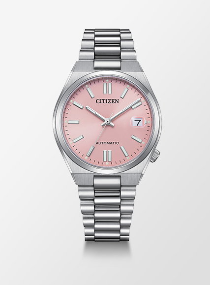 TSUYOSA 37mm Pink Dial Stainless Steel Bracelet NJ0200-50Z