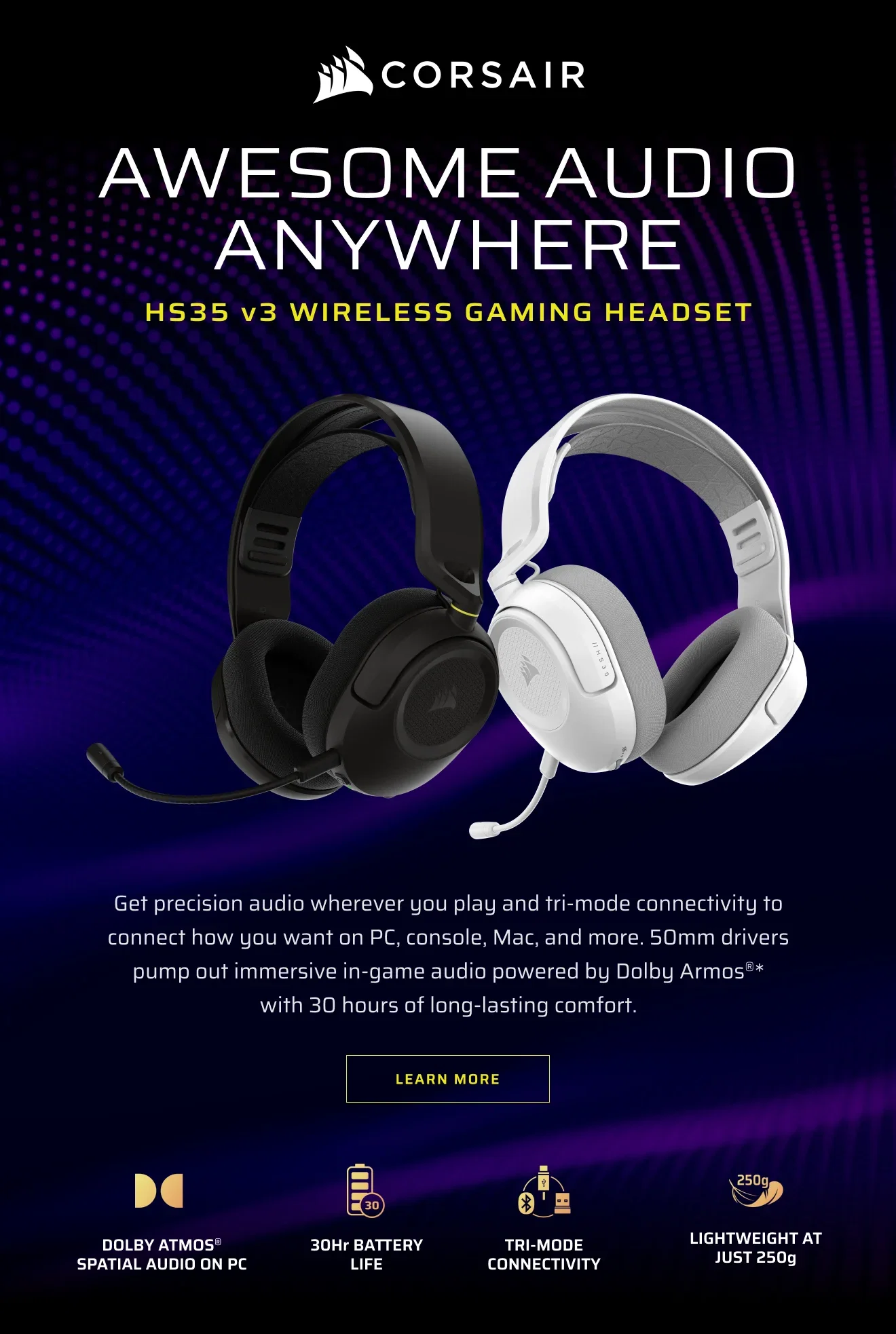 AWESOME AUDIO ANYWHERE HS35 v3 WIRELESS GAMING HEADSET