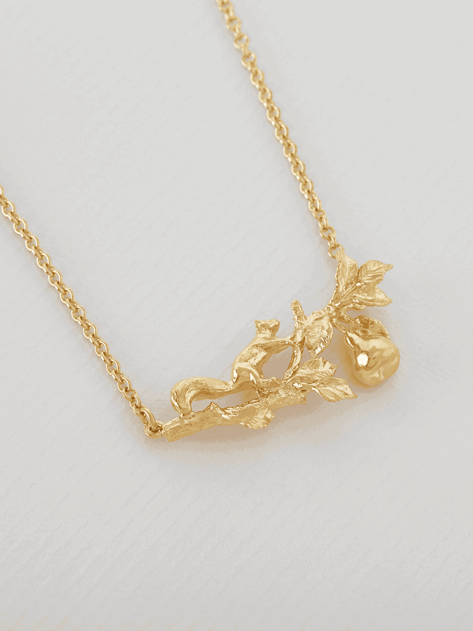 Scampering Squirrel Inline Branch Necklace