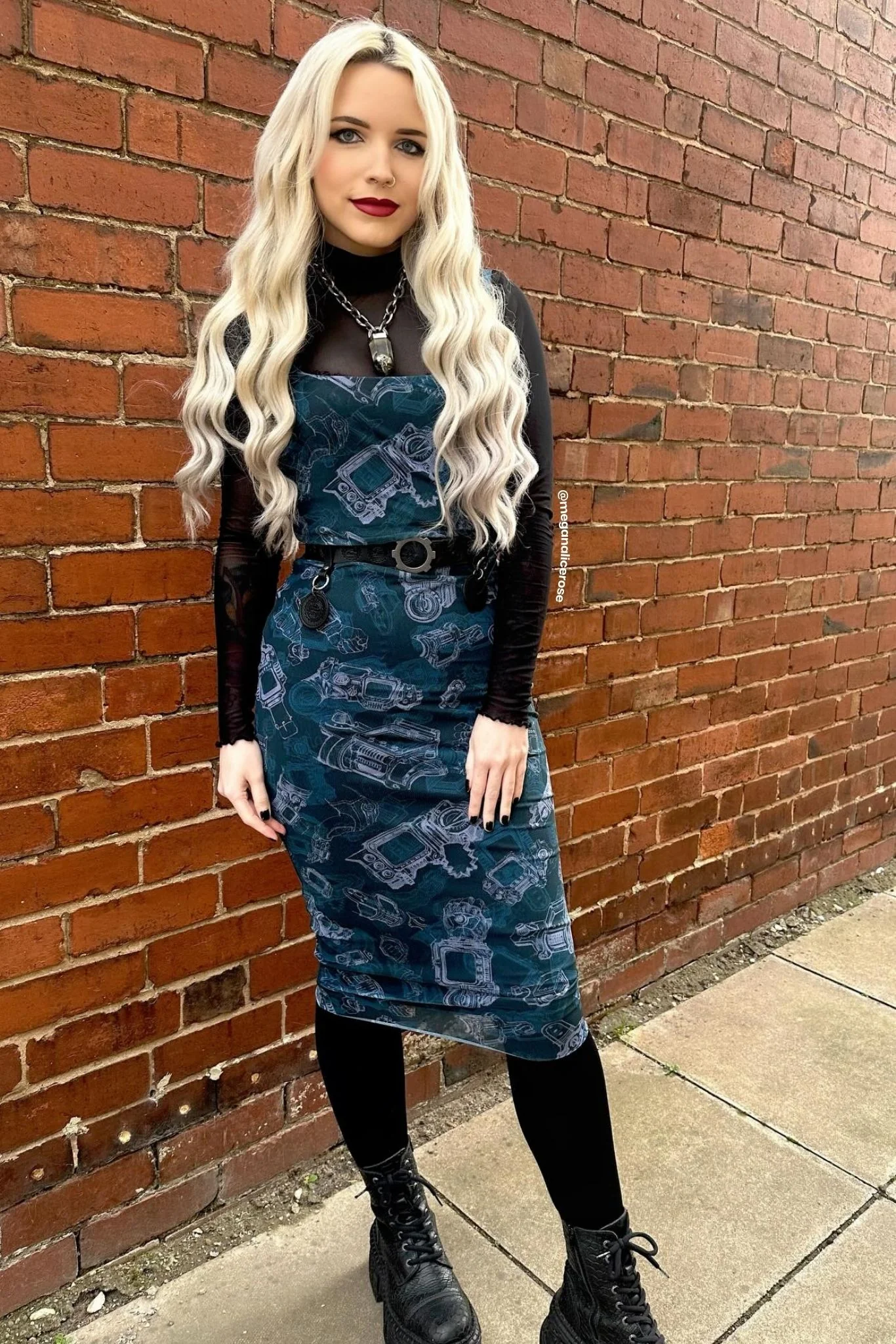 Image of Pip-Boy Schematics Sheer Bodycon Slip Dress