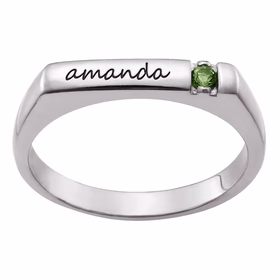 Personalized Name and Birthstone Stackable Ring