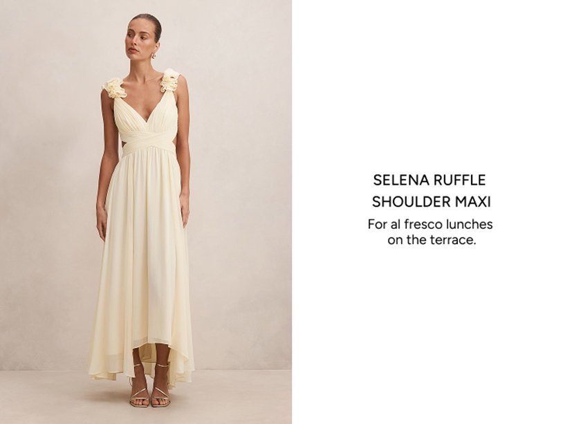 Selena Ruffle Shoulder Maxi Dress