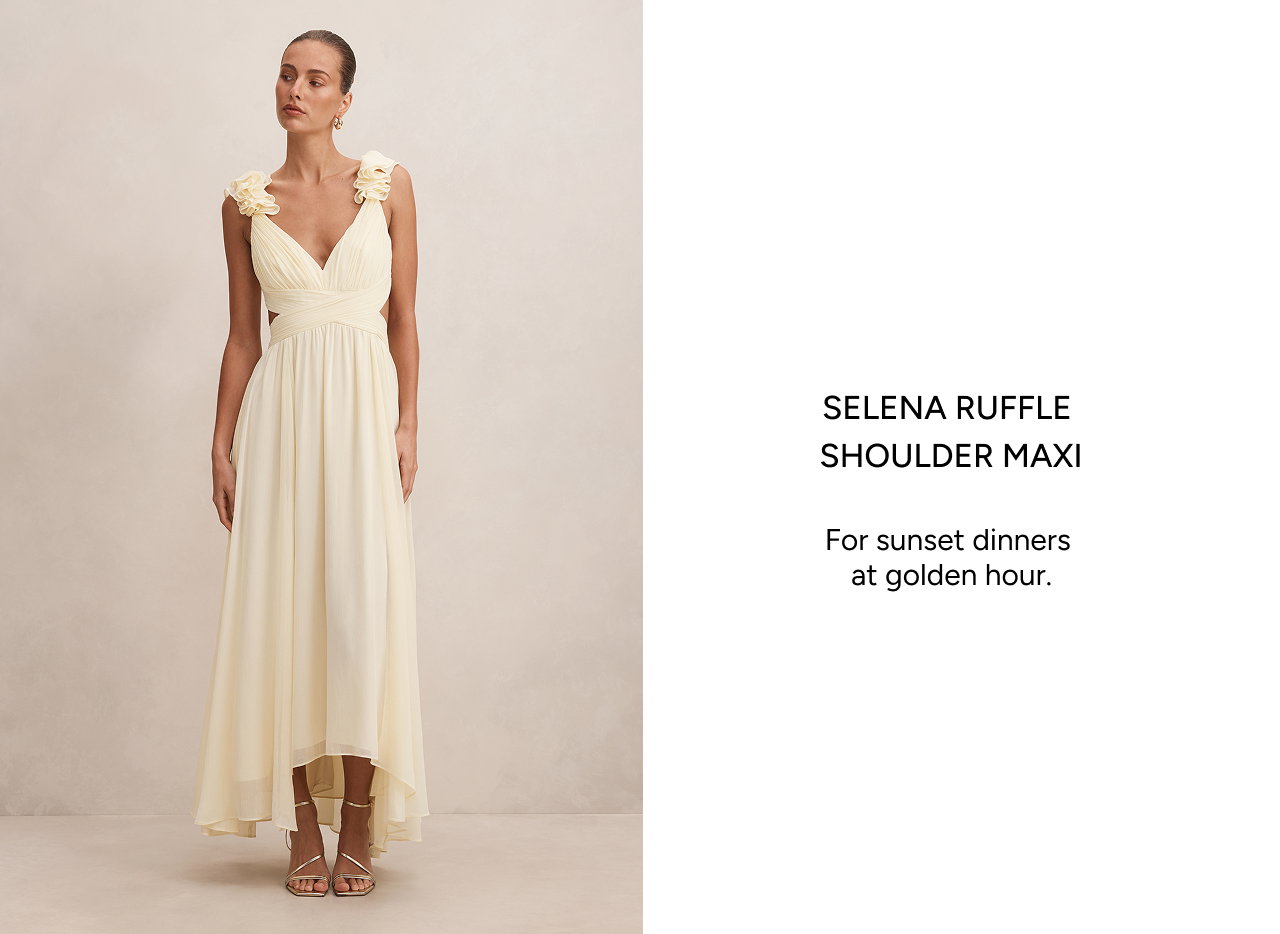 Selena Ruffle Shoulder Maxi Dress