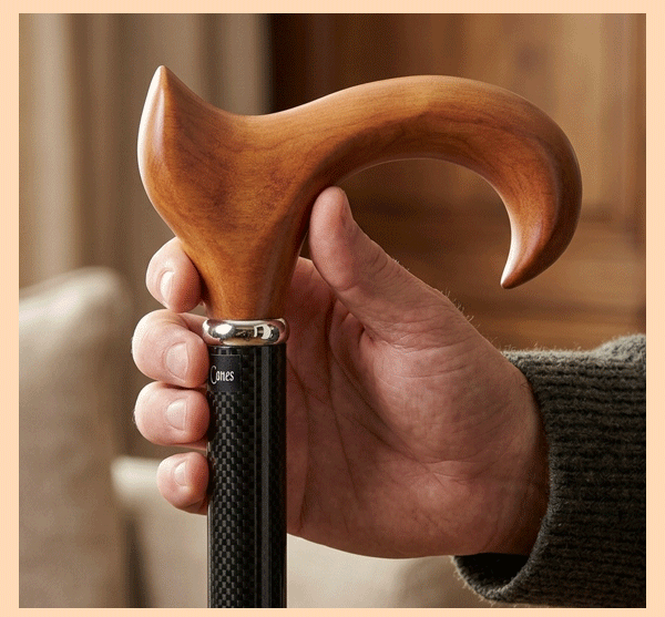 holding wood cane