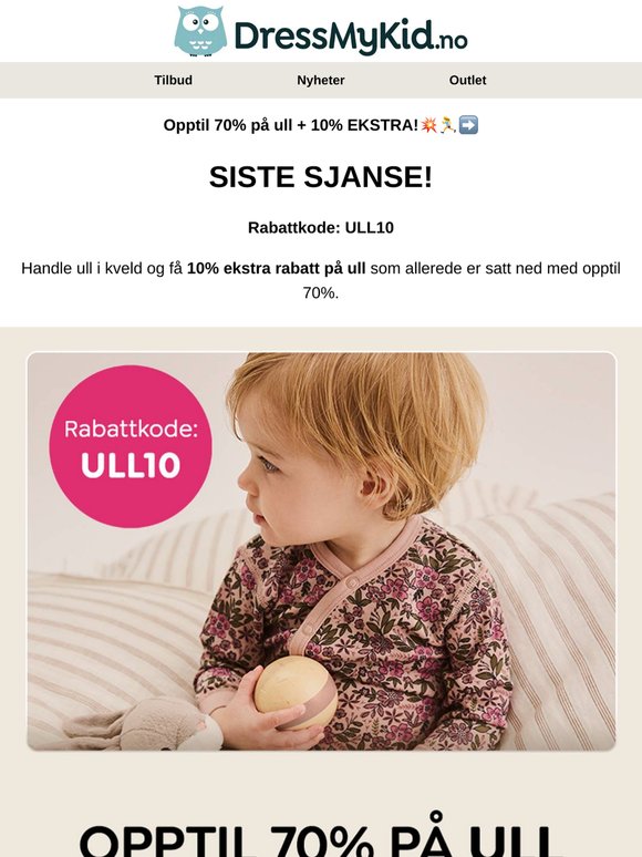 SISTE SJANSE! Ull opptil 70% + 10% EKSTRA!💥💥