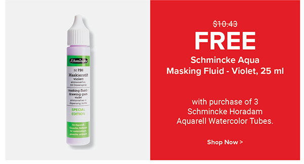 FREE! Schmincke Aqua Masking Fluid - Violet, 25 ml with purchase of 3 Schmincke Horadam Aquarell Watercolor Tubes.