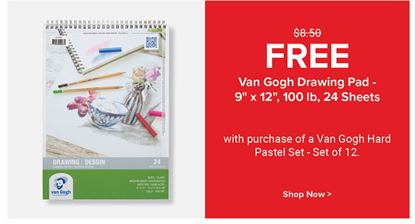 FREE! Van Gogh Drawing Pad - 9" x 12", 100 lb, 24 Sheets with purchase of a Van Gogh Hard Pastel Set - Set of 12.