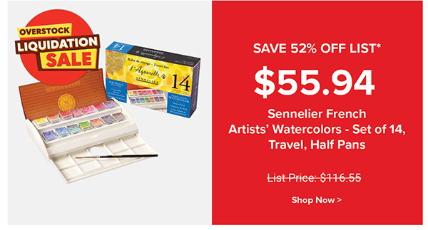 Sennelier French Artists' Watercolors - Set of 14, Travel, Half Pans