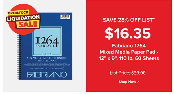 Fabriano 1264 Mixed Media Paper Pad - 12" x 9", 110 lb, 60 Sheets