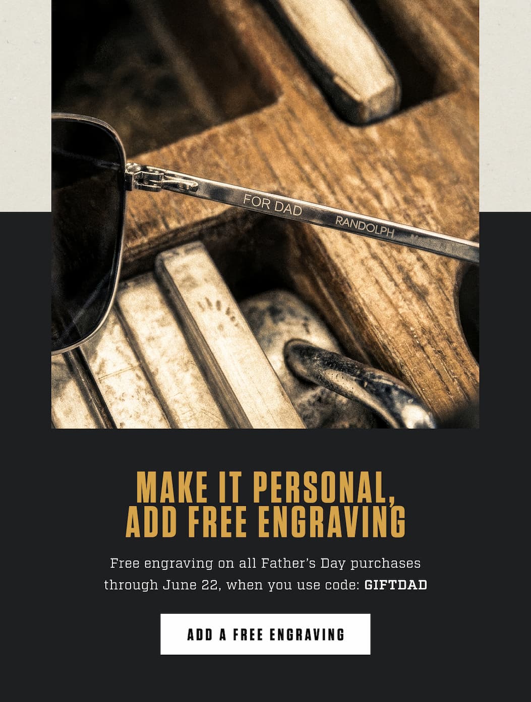 A Man in a Pair of Aviators. Under him is a 5-Star Review. // Buy Once, Gift Well. 