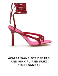AZALEA WANG OTRISSE RED AND PINK PU AND FAUX SEUDE STRAPPY STILETTO SANDAL