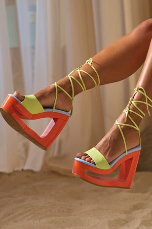 AZALEA WANG TAFFY MULTI NOVELTY WEDGE MULE SANDAL