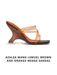 AZALEA WANG LEMUEL BROWN AND ORANGE WEDGE SANDAL