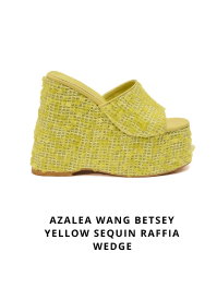 AZALEA WANG BETSEY YELLOW SEQUIN RAFFIA WEDGE