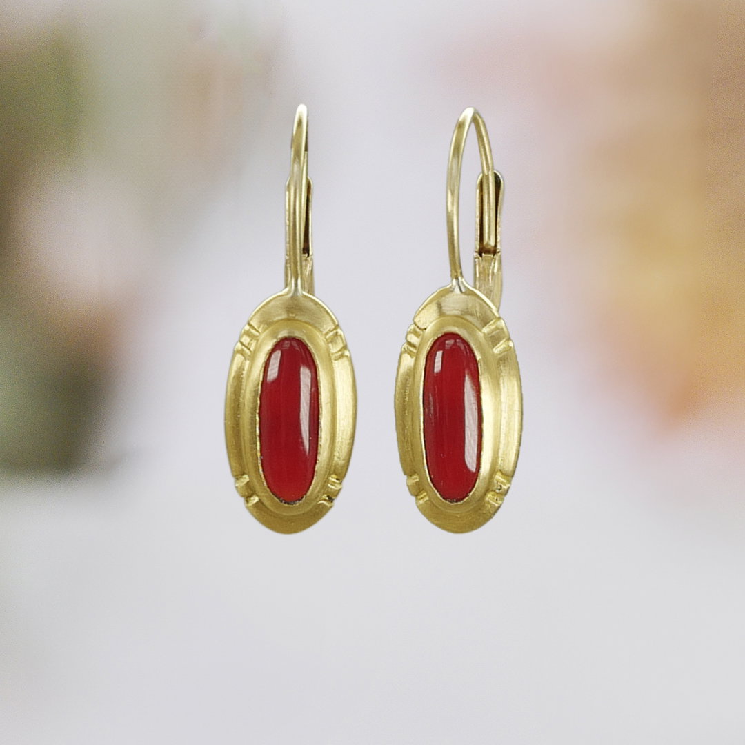 22K Coral Etched Earrings