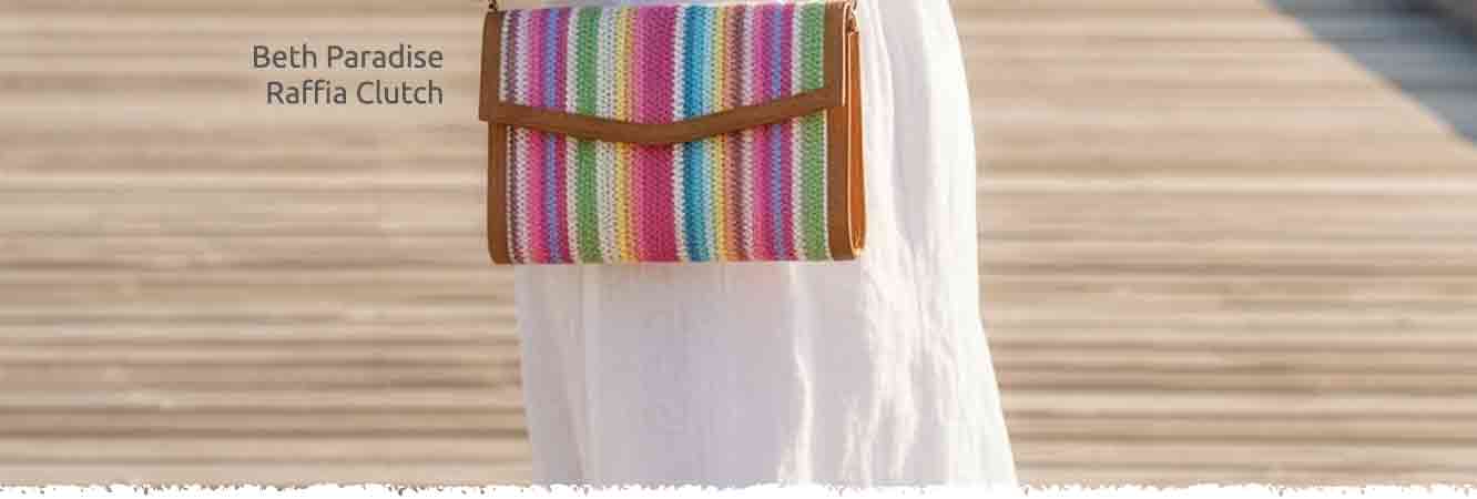 Beth Paradise Raffia Clutch