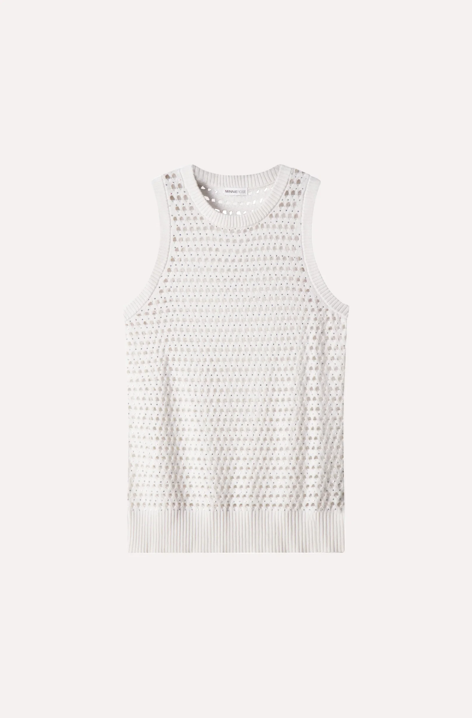 Image of Cotton Cashmere Plaited Mesh Studded Tank Crew