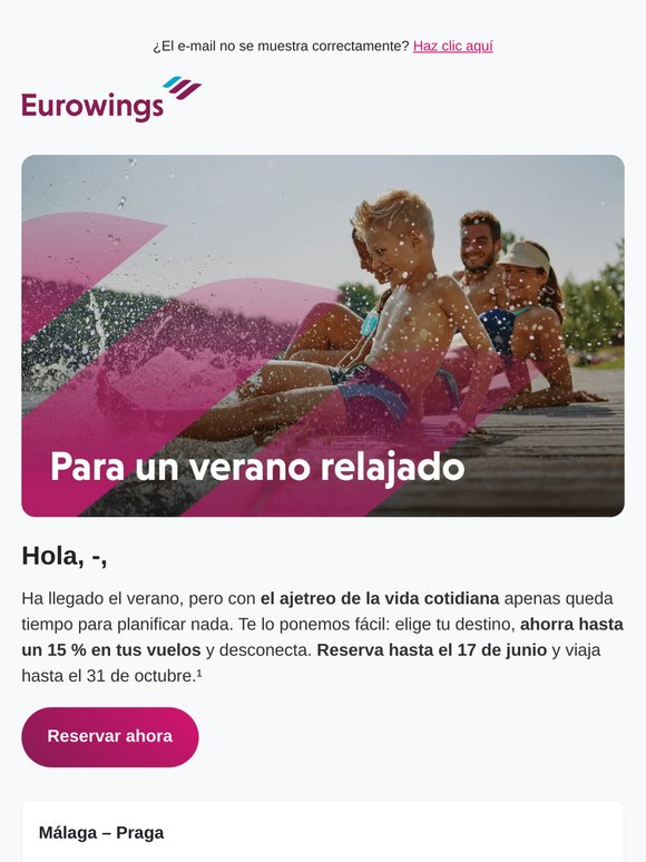 Ahorra hasta un 15 %¹ en vuelos ☀️
