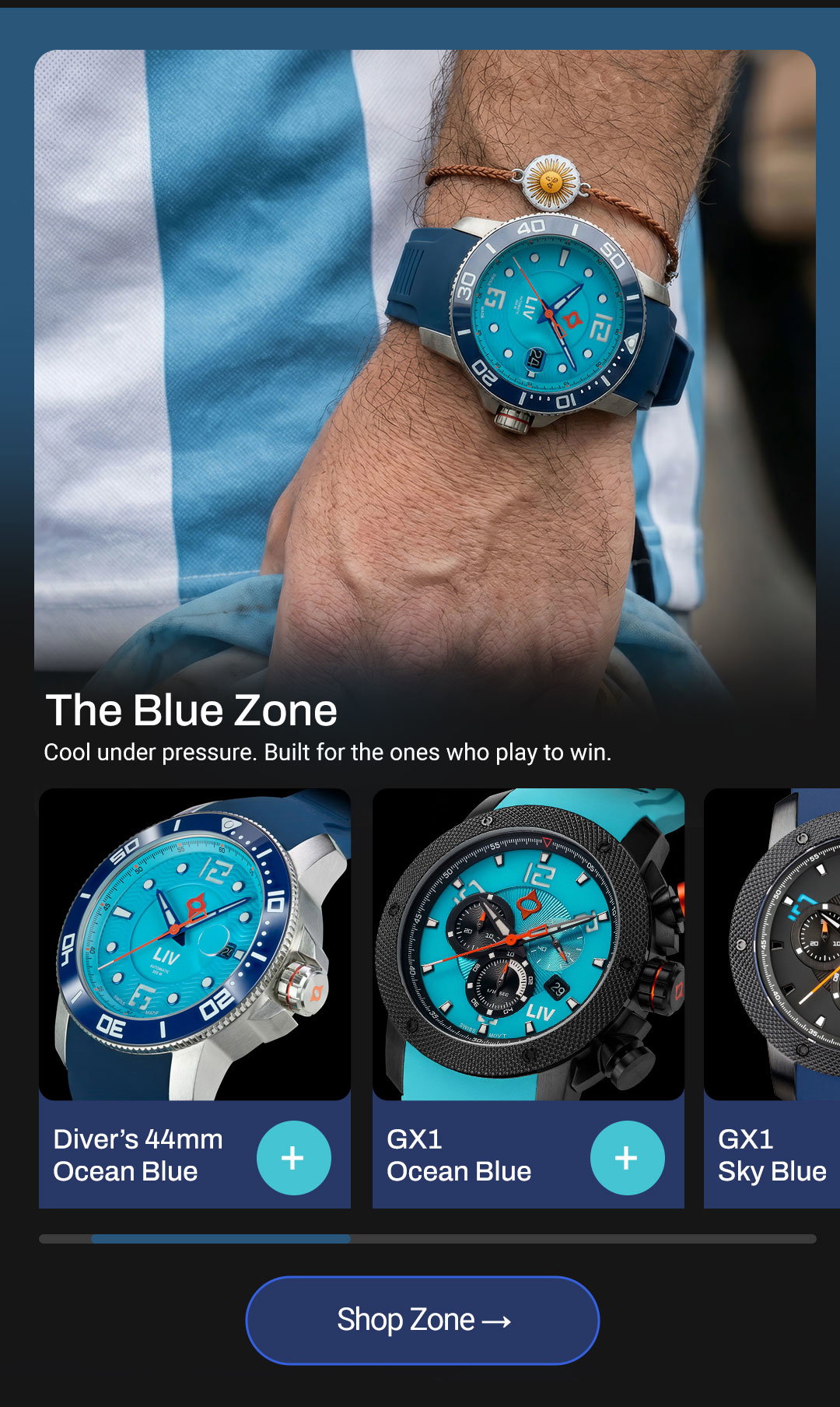 The Blue Zone for the cool under pressure.