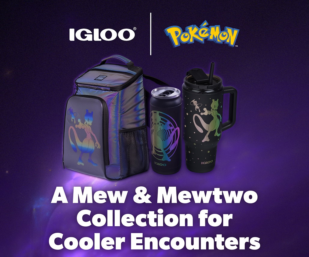 Image of Igloo Pokémon Mew & Mewtwo collection | Text "A New & Mewtwo Collection for Cooler Encounters"