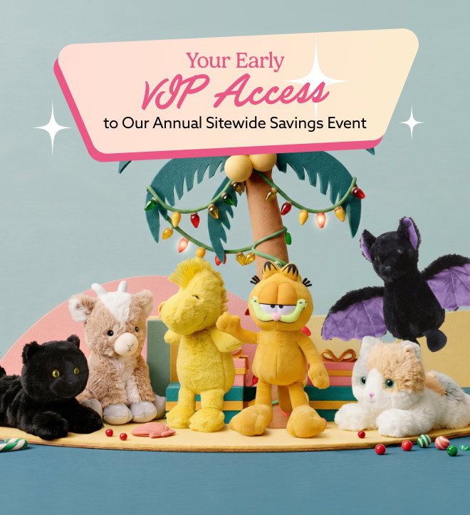Warmies on a beach with gifts. Shop Early Access.