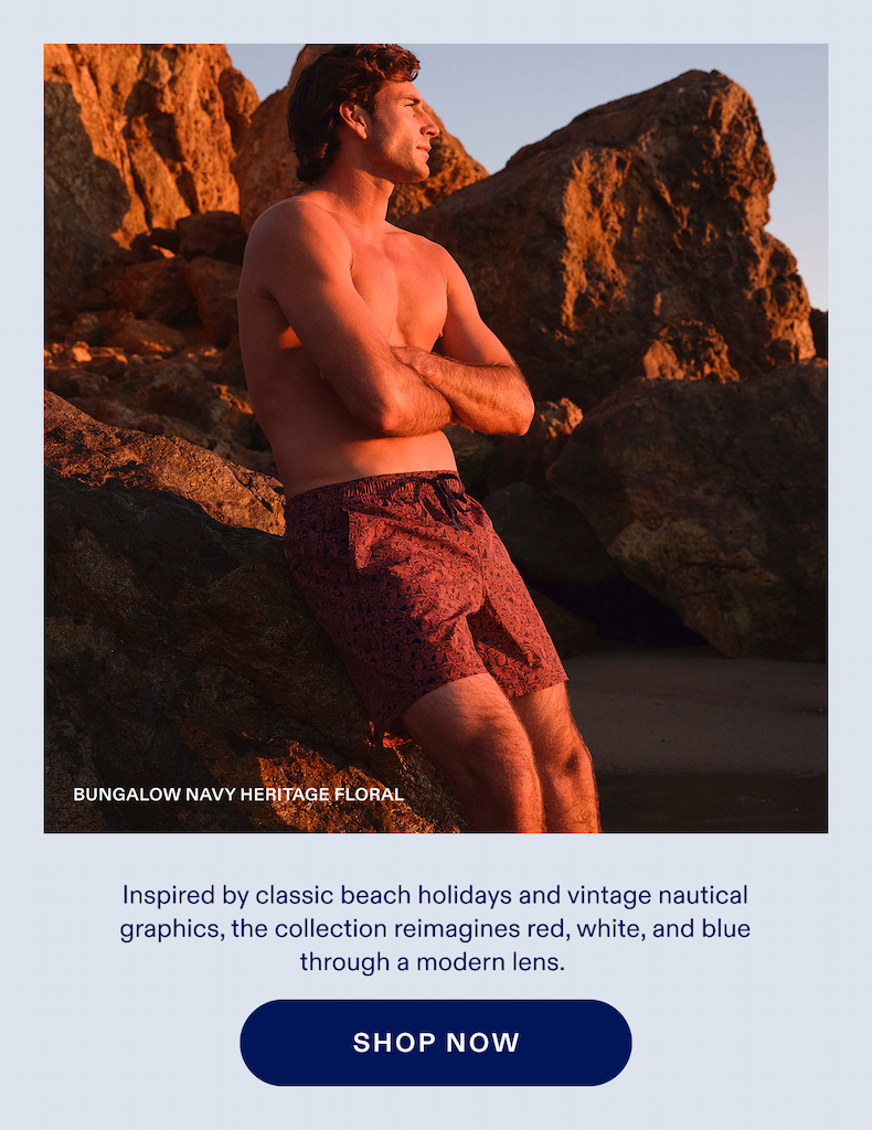 Inspired by classic beach holidays and vintage nautical graphics, the collection reimagines red, white, and blue through a modern lens. SHOP NOW