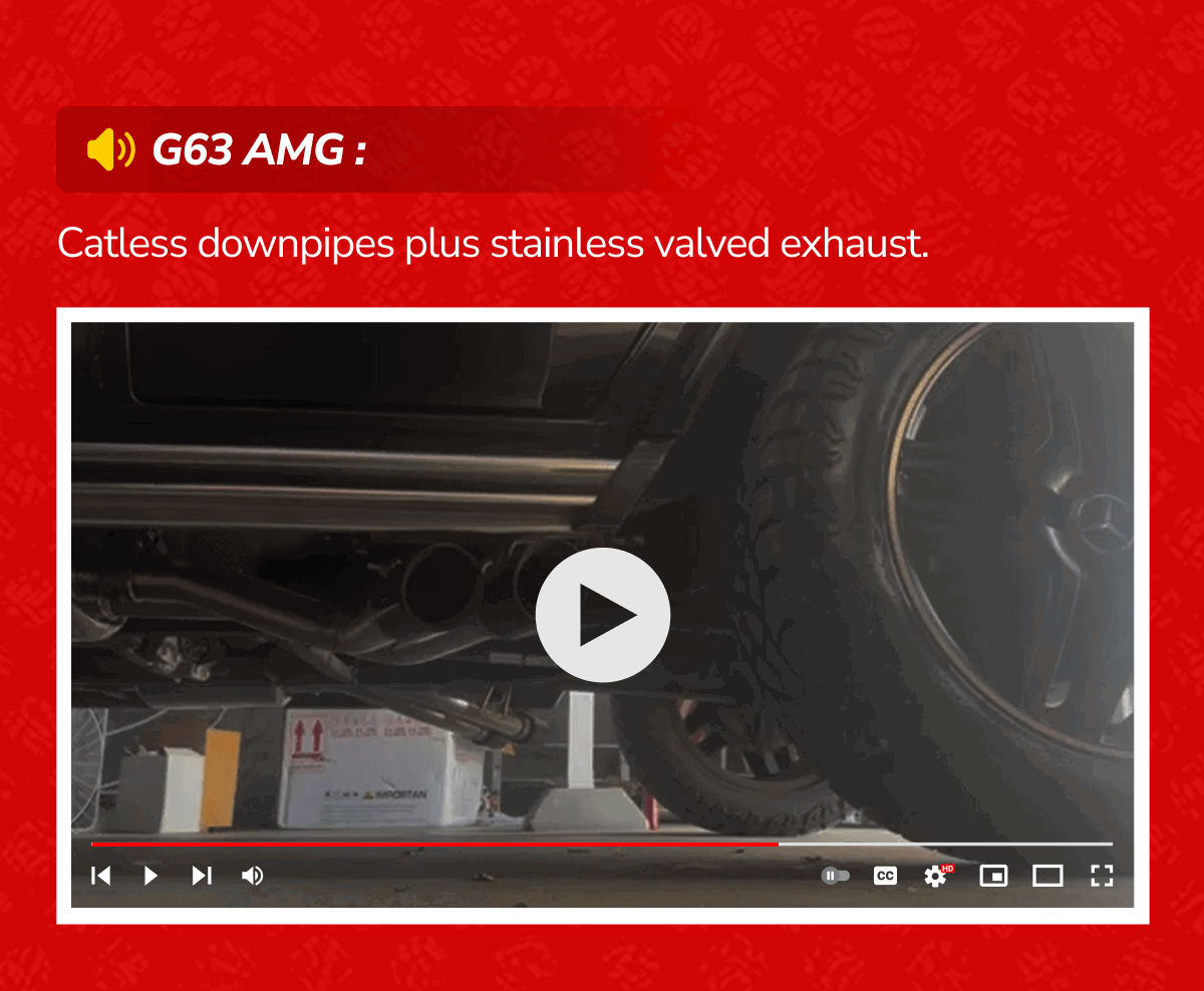 G63 AMG : Catless downpipes plus stainless valved exhaust.