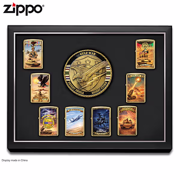 Gulf War Zippo® Lighters And Custom Display Case