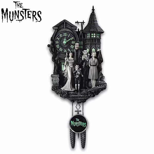 The Munsters Glow-In-The-Dark Sculpted Wall Clock
