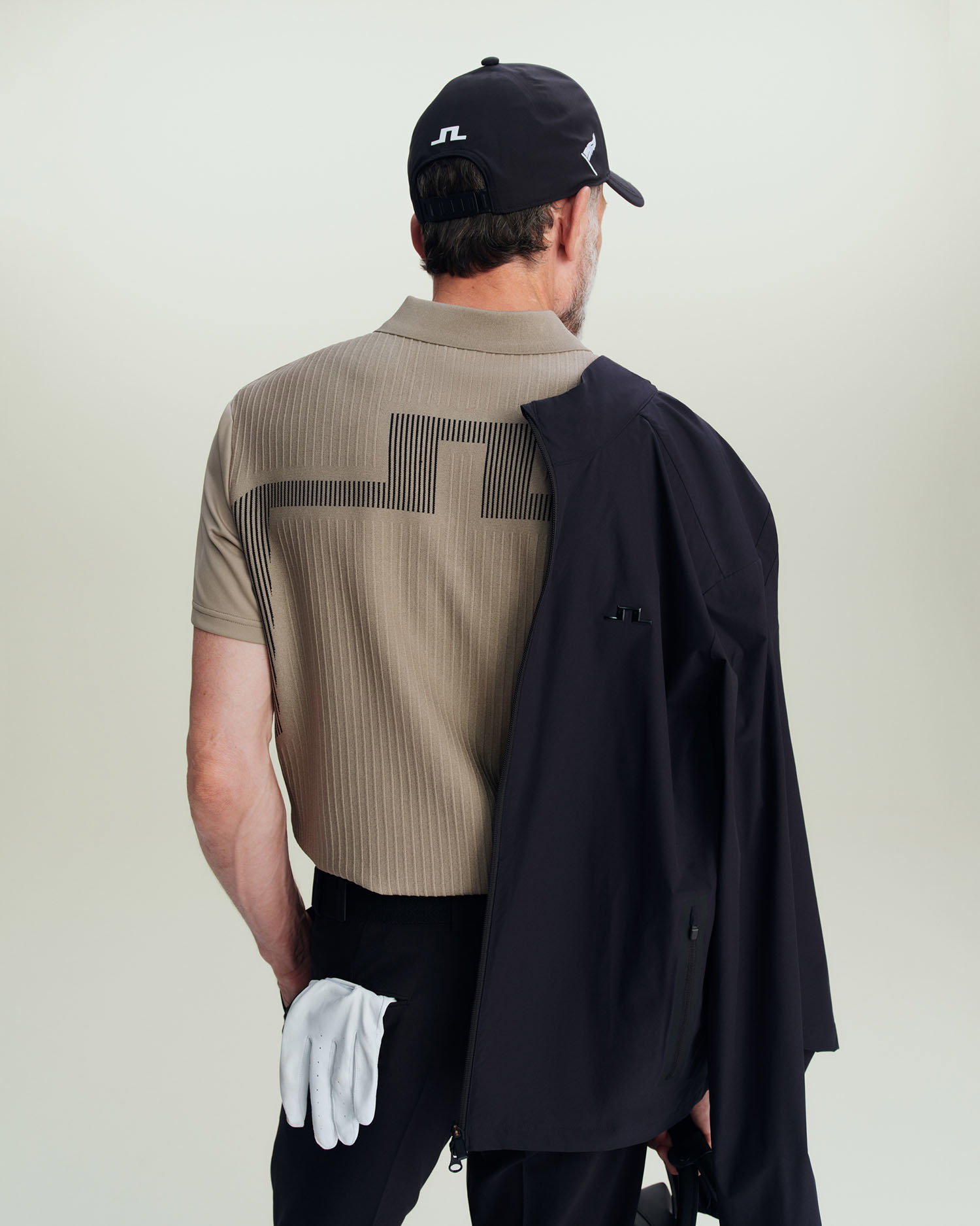 model wearing Neri Hybrid Knit Polo