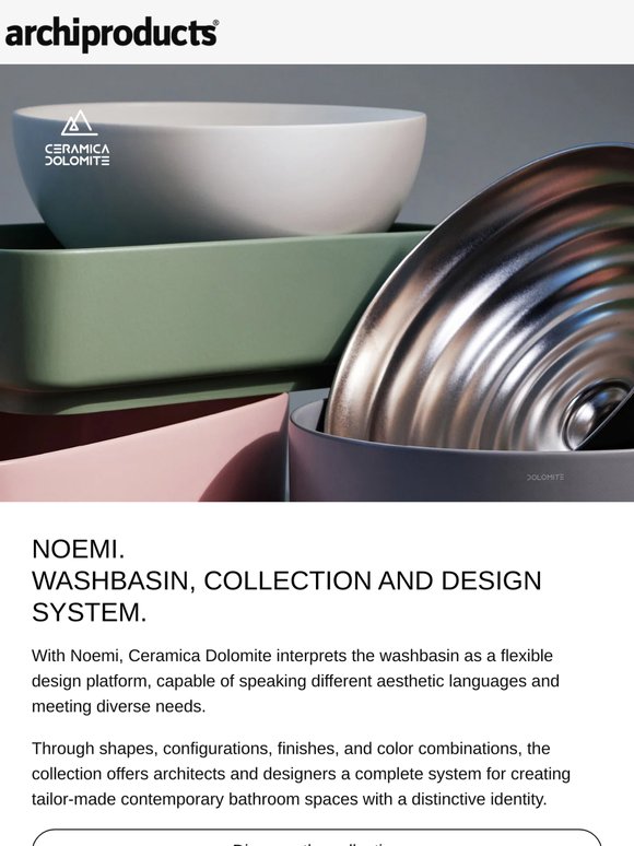 Washbasin system for every bathroom project: Noemi collection by Ceramica Dolomite