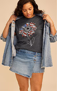 Model wearing maurices clothing.
