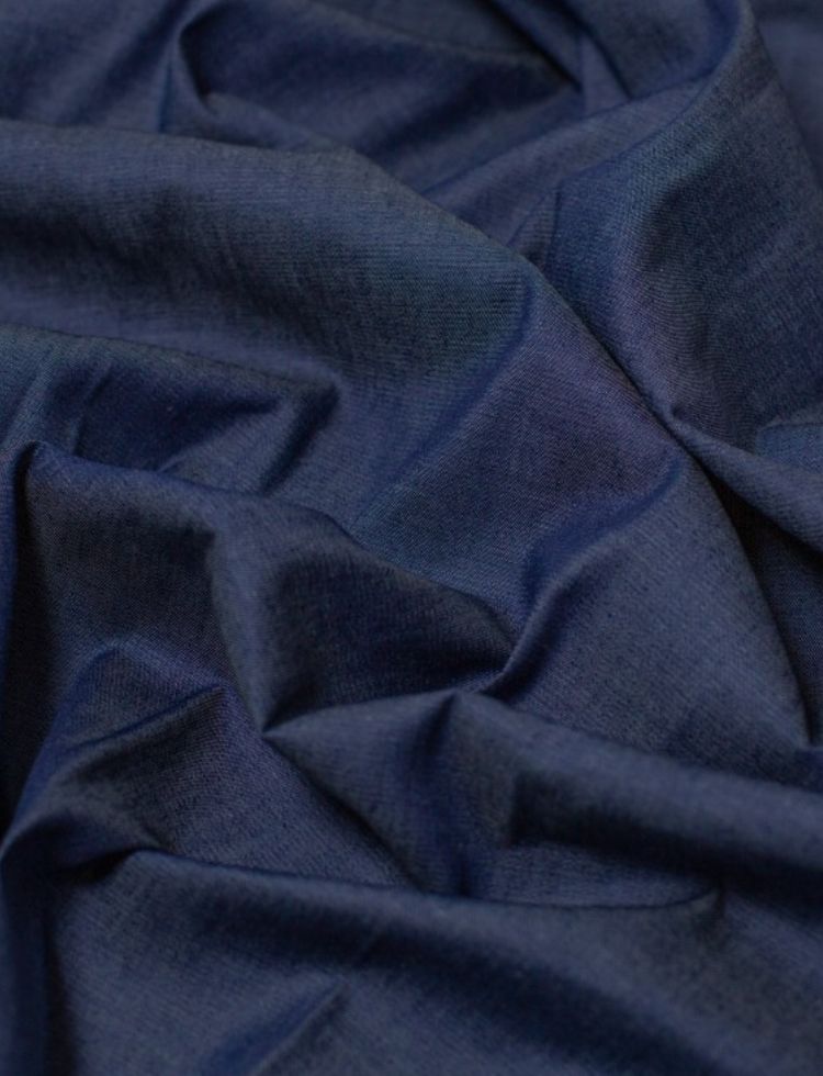 Minerva Core Range Washed Cotton Chambray Fabric Navy Blue