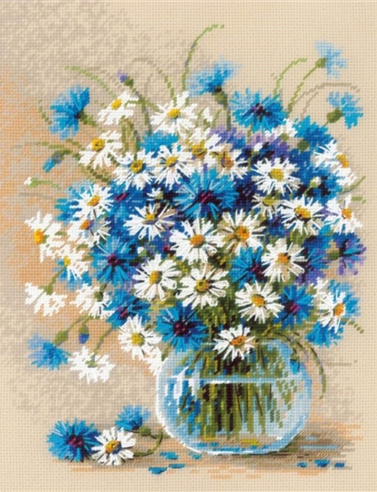 Riolis Daisies & Cornflowers Counted Cross Stitch Kit