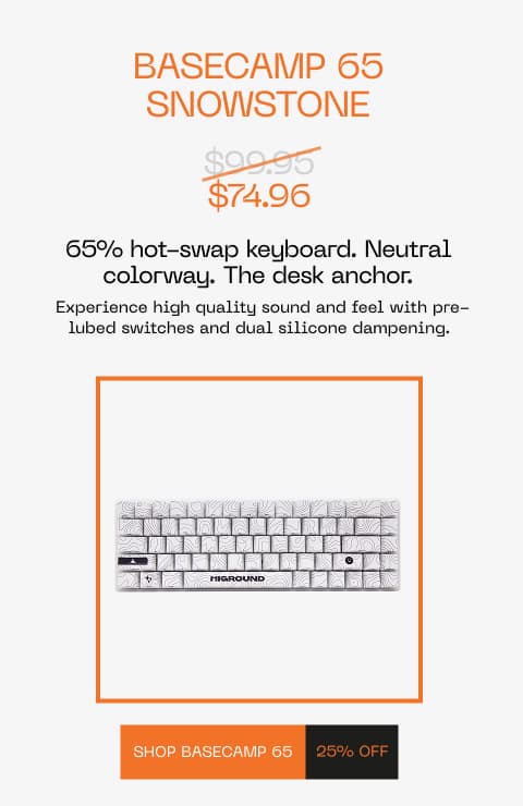 Basecamp 65 Snowstone Keyboard Higround Sale