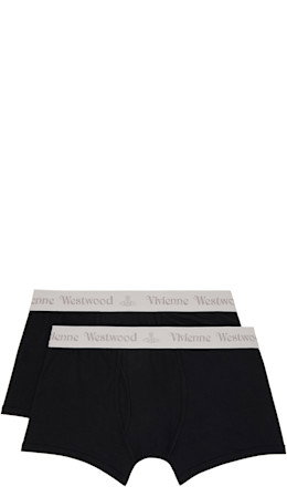 Two-Pack Black Cotton Boxer Briefs - Vivienne Westwood