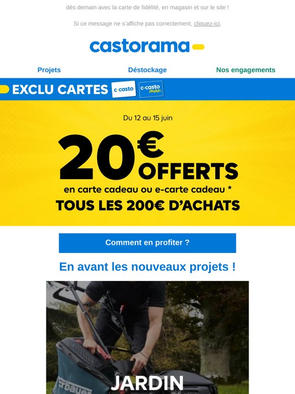 Profitez de 20€ offerts tous les 200€ d’achats !