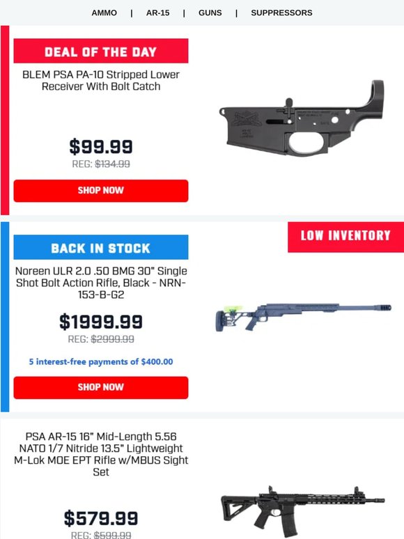 $99.99 Deal of the Day: Blem PSA PA-10 Stripped Lower With Bolt Catch
