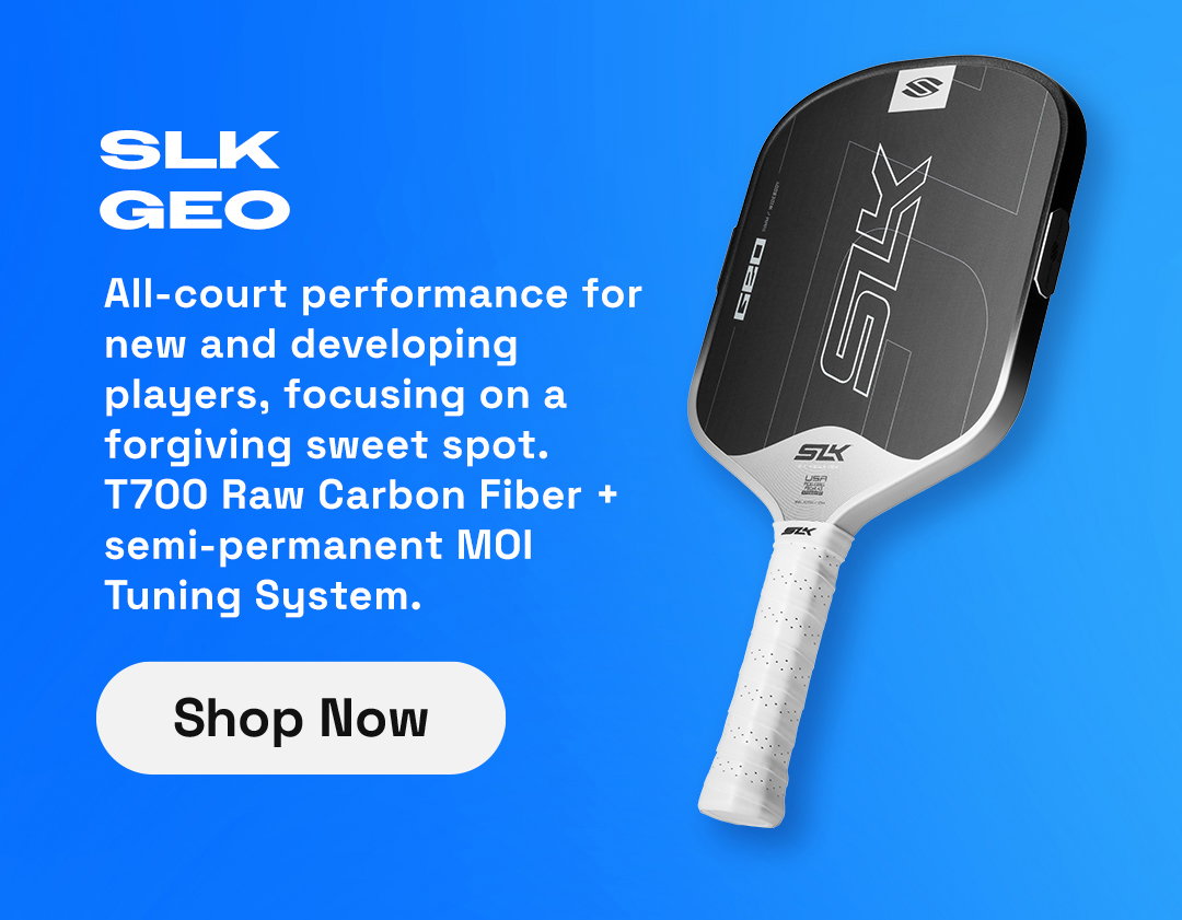 SLK Geo. All-court performance for new and developing players, focusing on a forgiving sweet spot. T700 Raw Carbon Fiber + semi-permanent MOI Tuning System.