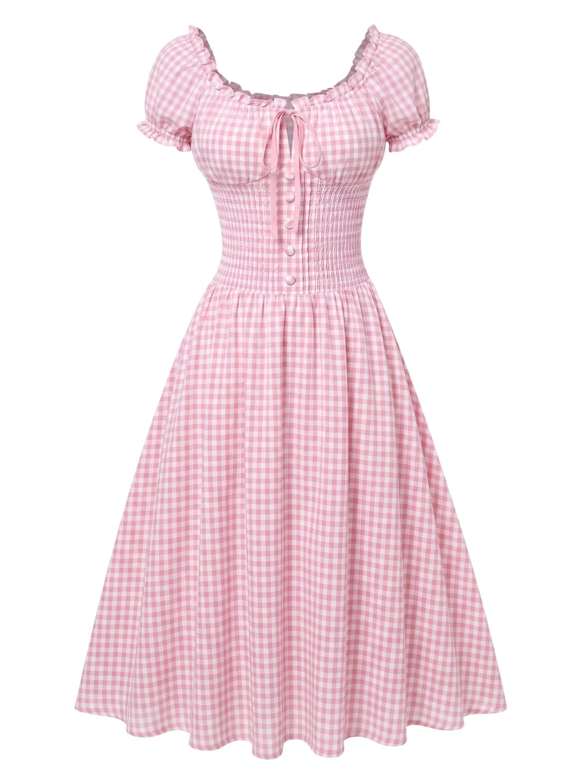 [Pre-Sale] Pink 1940s Solid Bow Swing A-Line Dress