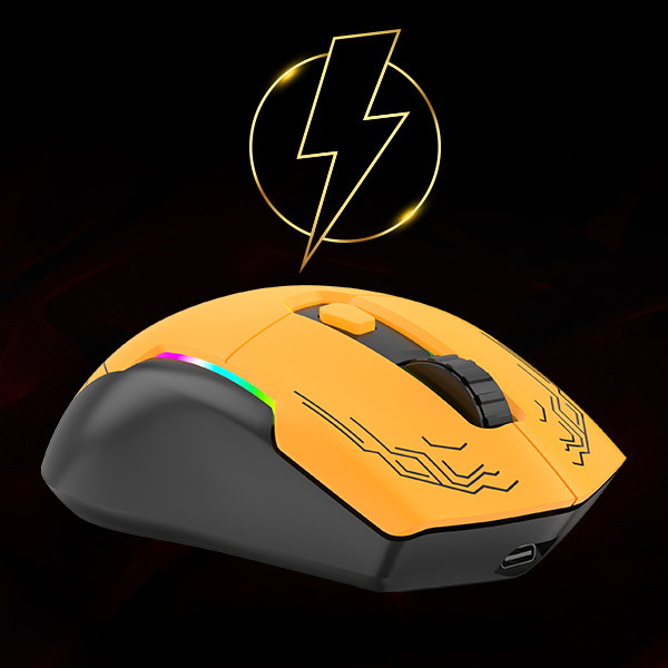 Helios mouse with lightning effects representing 500mAh battery power