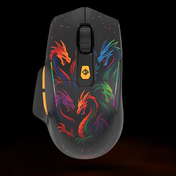 Helios mouse with dragon wings symbolizing lightweight 81g build