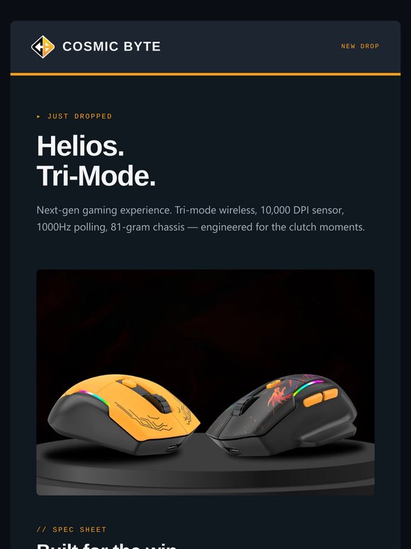▸ Helios just dropped. 81g tri-mode.