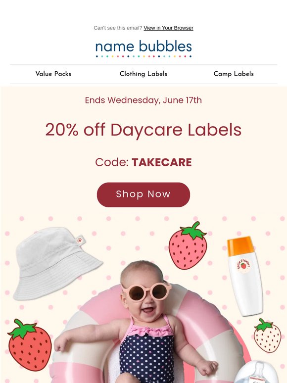 20% off Daycare Labels this week 🍼